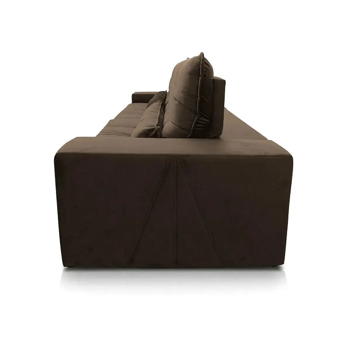 Sofá Retrátil Reclinável Zurique 3,00m Suede Velut Marrom Molas no Assento