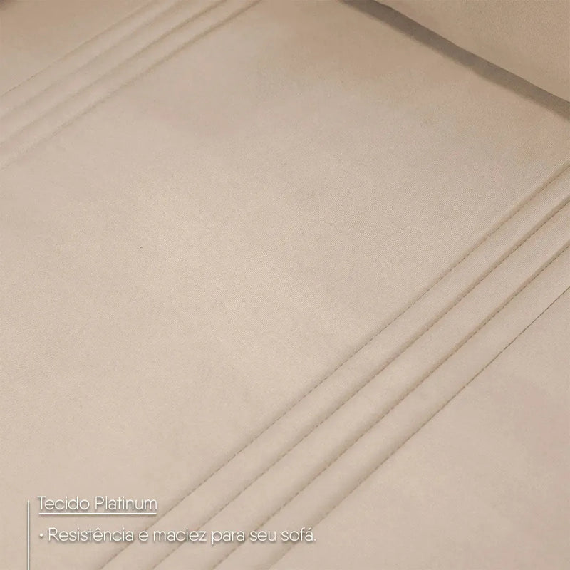 Sofá Retrátil Tesla 2,60m USB e Porta Copo Suede Bege