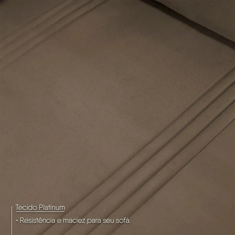Sofá Retrátil Tesla 2,80m USB e Porta Copo Suede Marrom