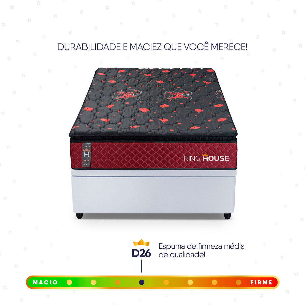 Cama Box Baú Toronto 88x188 Vermelho e Branco c/ Molas Ensacadas Espuma D26 Suporta 110 kg