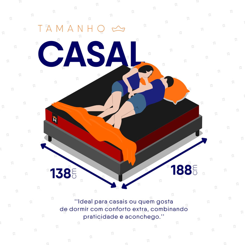 Cama Box Baú Toronto 138x188 Vermelho e Cinza c/ Molas Ensacadas Espuma D26 Suporta 110 kg