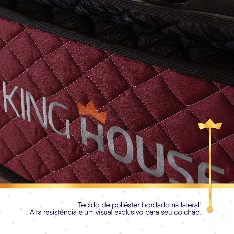 Cama Box Baú Toronto c/ Molas Ensacadas 158x198 Vermelho e Cinza Espuma D26 Suporta 110 kg