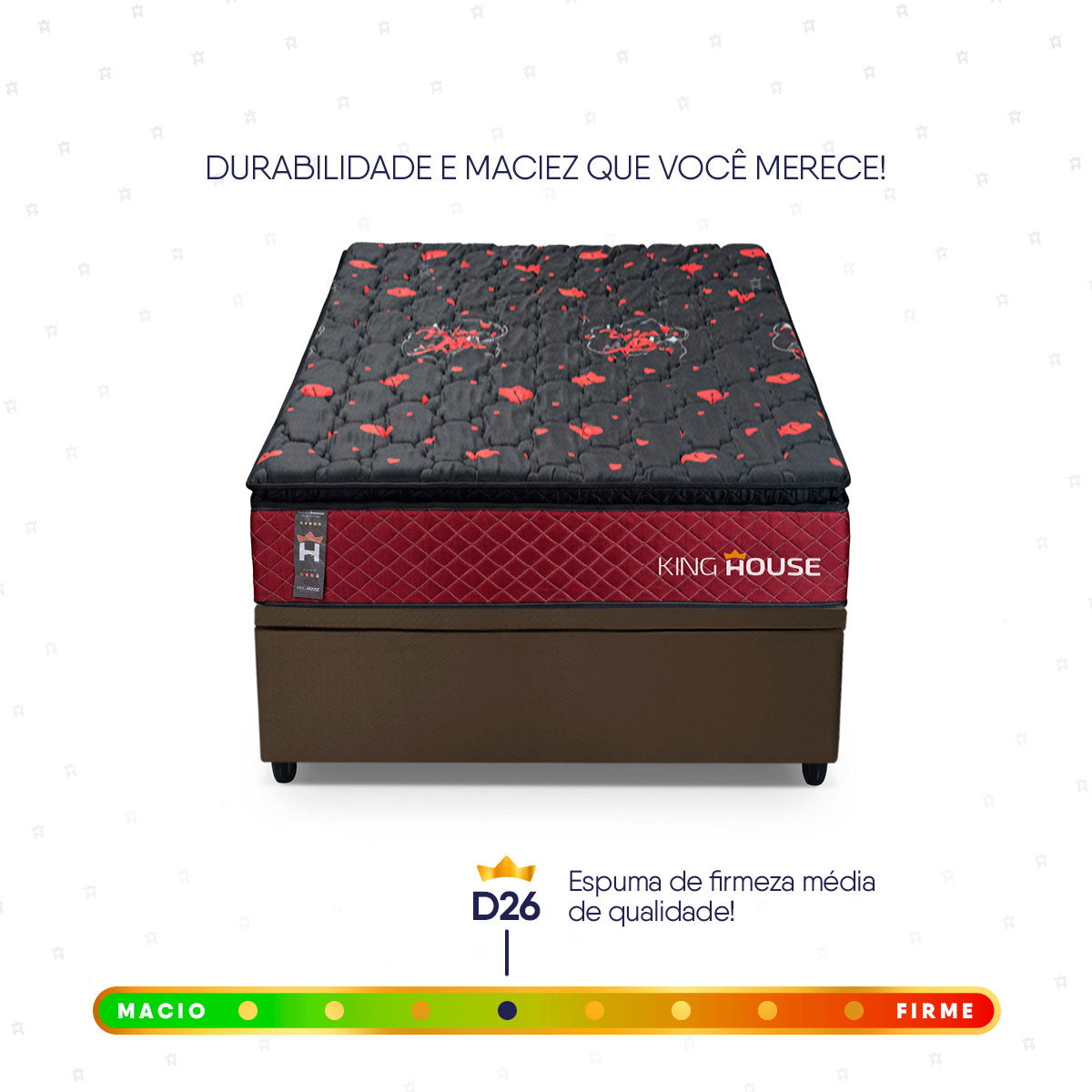 Cama Box Baú Toronto 88x188 Vermelho e Marrom c/ Molas Ensacadas Espuma D26 Suporta 110 kg