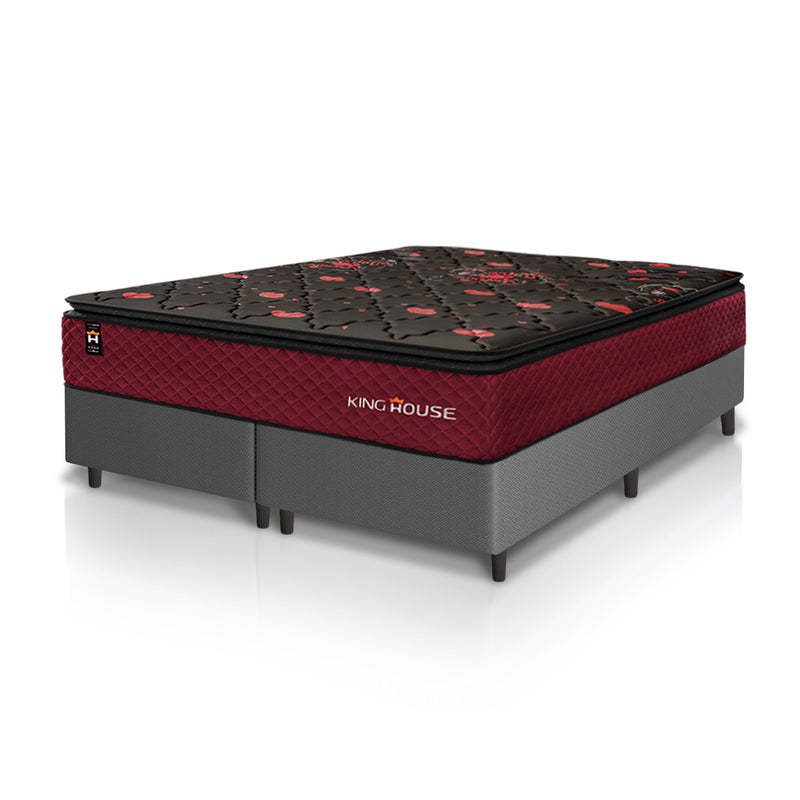 Cama Box Toronto Molas Ensacadas King 193x203 Cinza Espuma D26 Suporta 120 Kg Por Pessoa