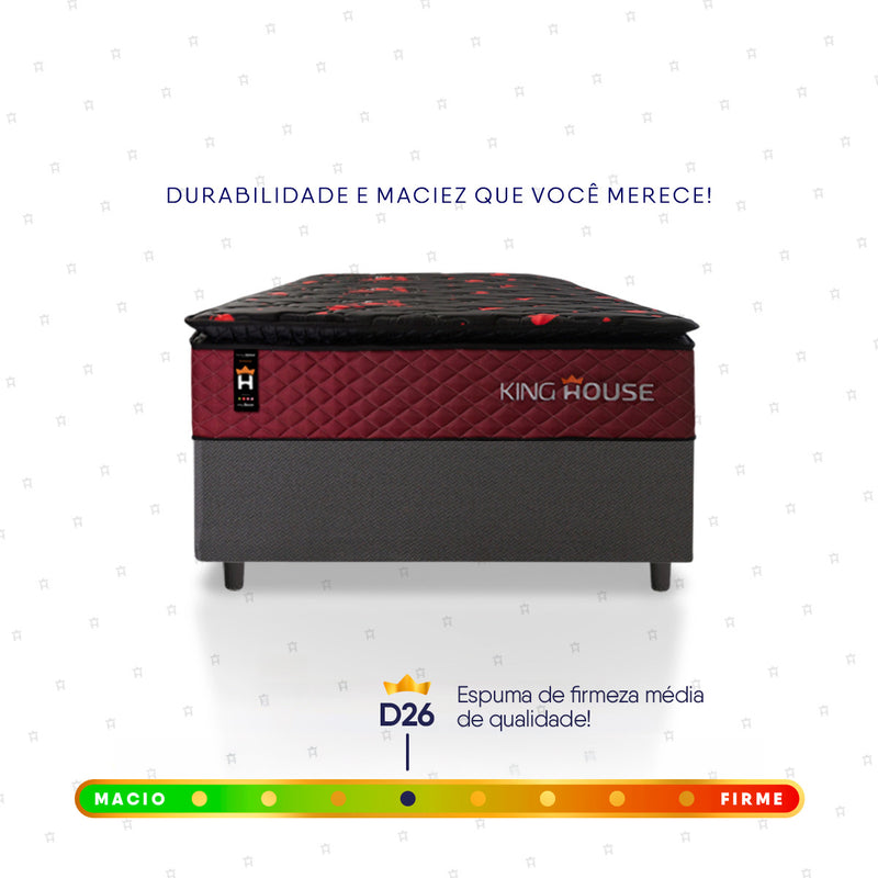 Cama Box Molas Ensacadas Toronto Solteirão 96x203 Cinza Espuma D26 Suporta 120 Kg Por Pessoa