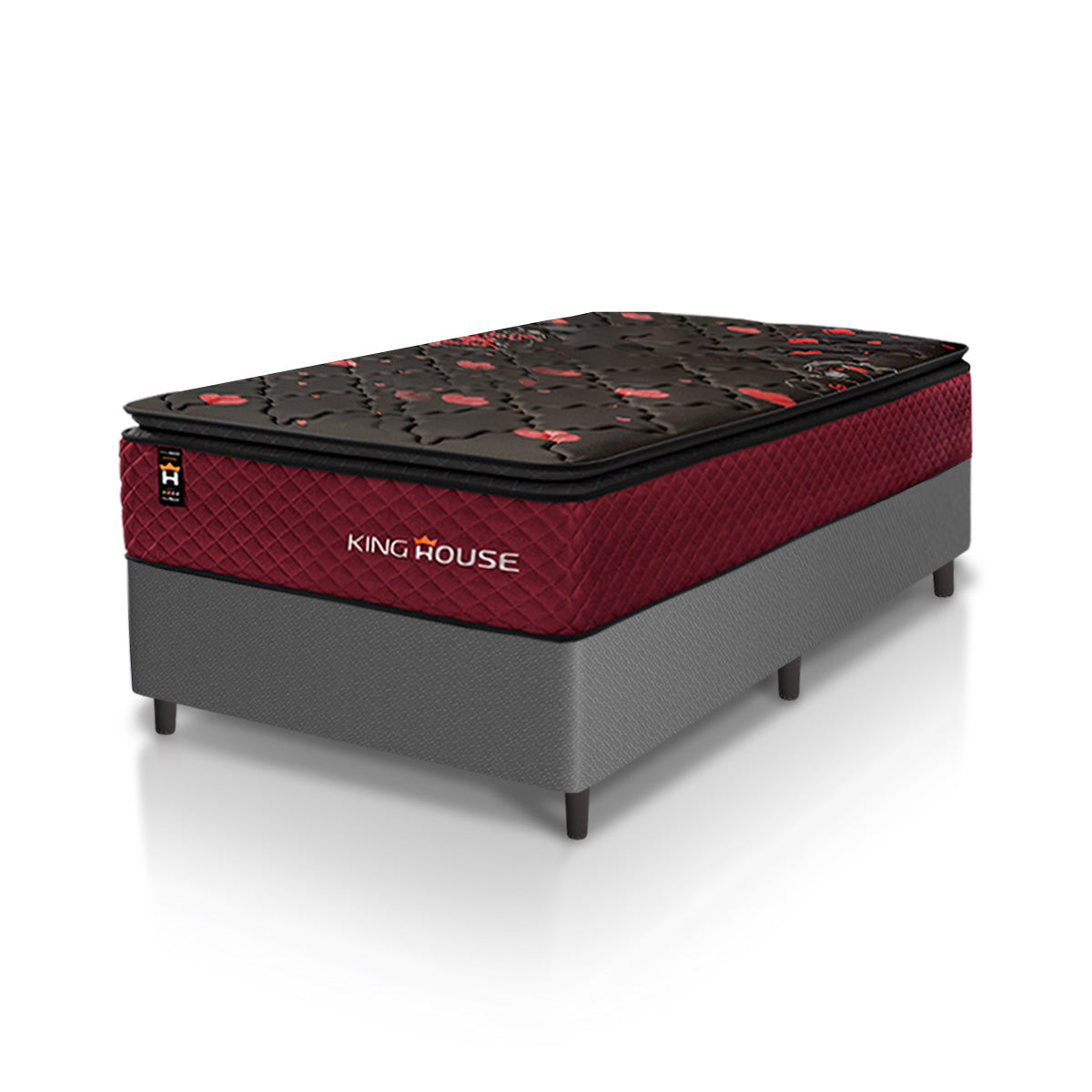 Cama Box Molas Ensacadas Toronto Solteirão 96x203 Cinza Espuma D26 Suporta 120 Kg Por Pessoa