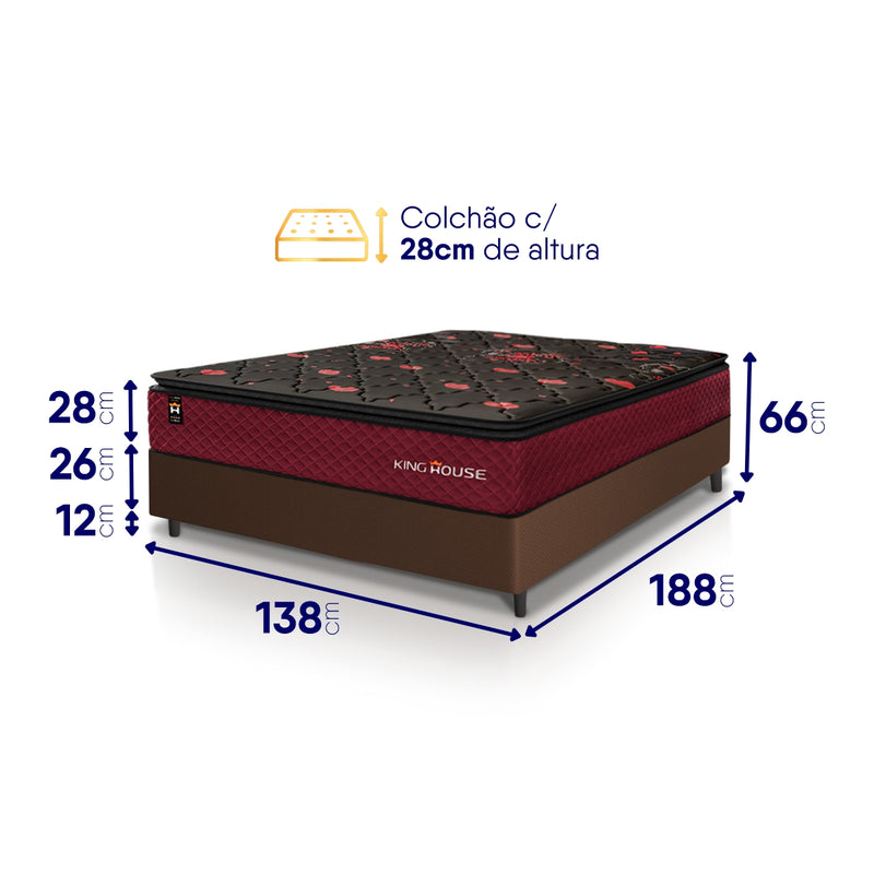 Cama Box Molas Ensacadas Toronto Casal 138x188 Marrom Espuma D26 Suporta 120 Kg Por Pessoa