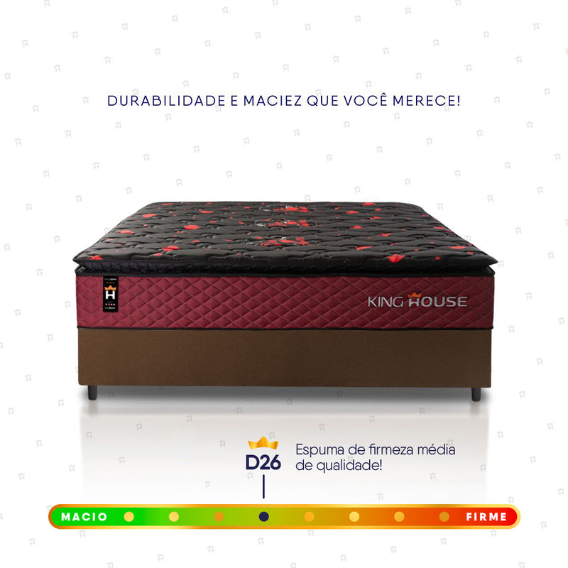 Cama Box Molas Ensacadas Toronto Casal 138x188 Marrom Espuma D26 Suporta 120 Kg Por Pessoa