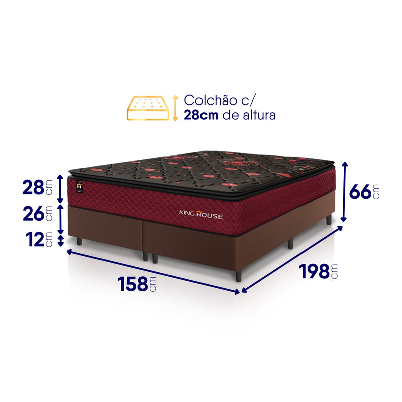 Cama Box Toronto Molas Ensacadas Queen 158x198 Marrom Espuma D26 Suporta 120 Kg Por Pessoa