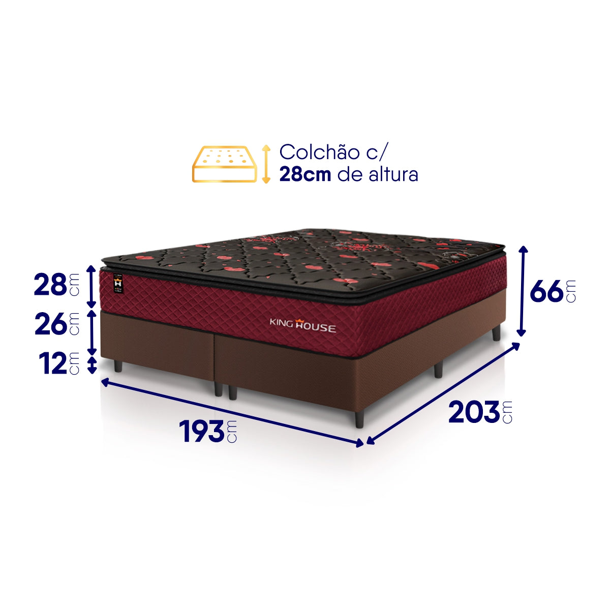 Cama Box Toronto Molas Ensacadas King 193x203 Marrom Espuma D26 Suporta 120 Kg Por Pessoa