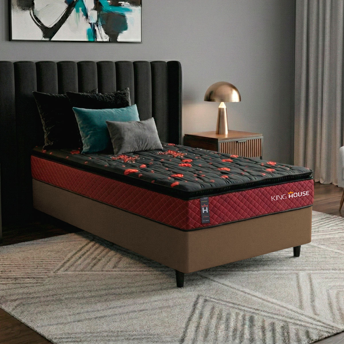 Cama Box Molas Ensacadas Toronto Solteiro 88x188 Marrom Espuma D26 Suporta 120 Kg Por Pessoa