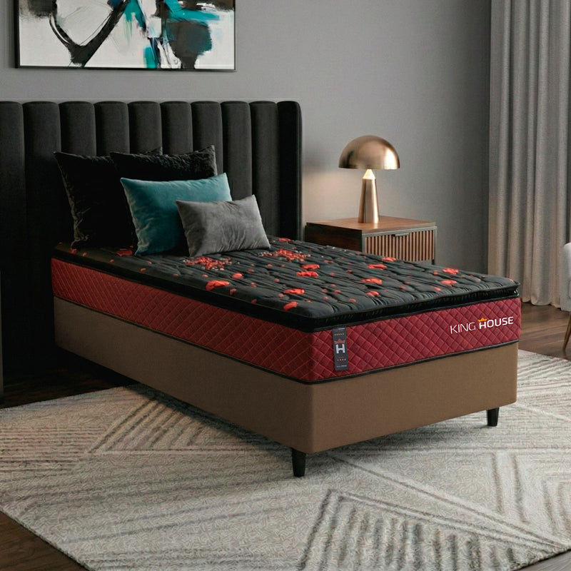 Cama Box Molas Ensacadas Toronto Solteiro 88x188 Marrom Espuma D26 Suporta 120 Kg Por Pessoa