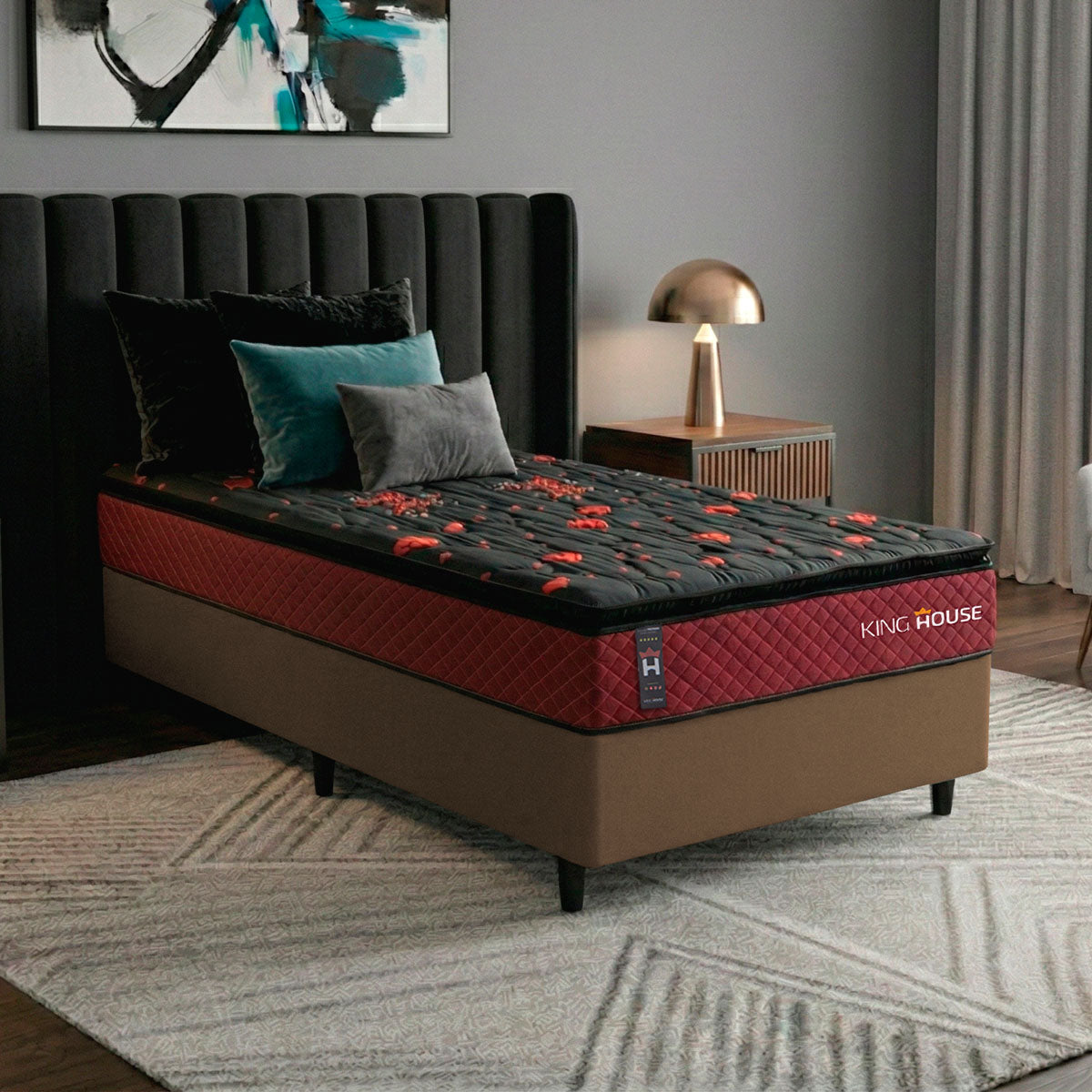 Cama Box Molas Ensacadas Toronto Solteirão 96x203 Marrom Espuma D26 Suporta 120 Kg Por Pessoa