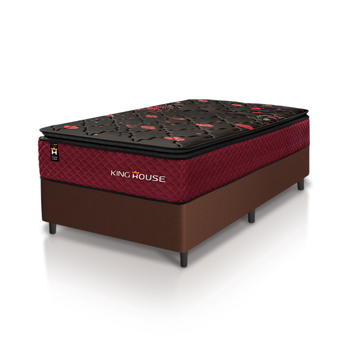 Cama Box Molas Ensacadas Toronto Solteirão 96x203 Marrom Espuma D26 Suporta 120 Kg Por Pessoa