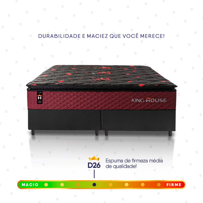 Cama Box Toronto Molas Ensacadas Queen 158x198 Preto Espuma D26 Suporta 120 Kg Por Pessoa