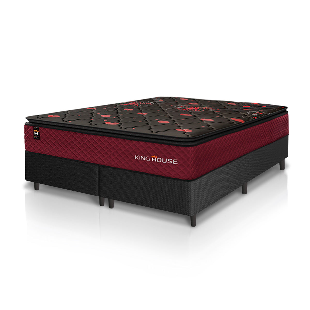 Cama Box Toronto Molas Ensacadas King 193x203 Preto Espuma D26 Suporta 120 Kg Por Pessoa