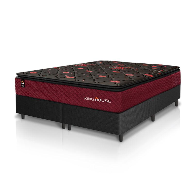Cama Box Toronto Molas Ensacadas King 193x203 Preto Espuma D26 Suporta 120 Kg Por Pessoa