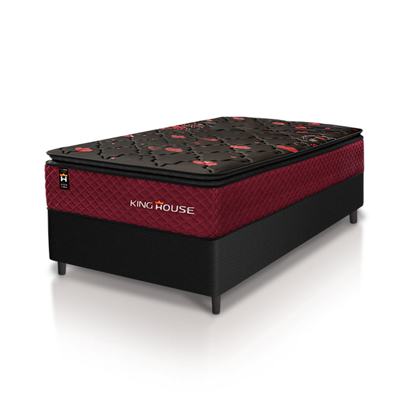 Cama Box Molas Ensacadas Toronto Solteiro 88x188 Preto Espuma D26 Suporta 120 Kg Por Pessoa