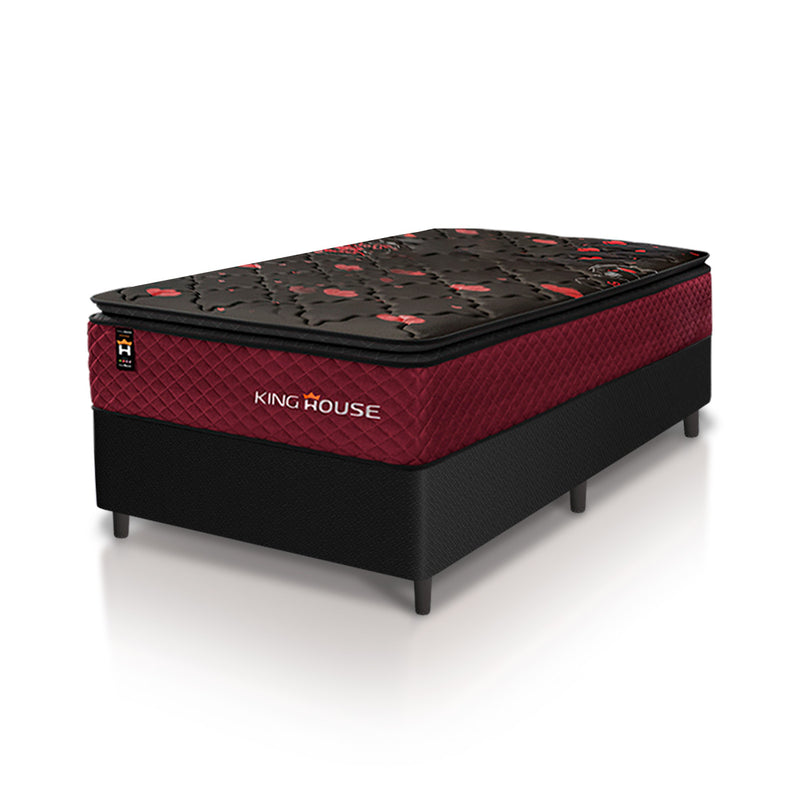 Cama Box Molas Ensacadas Toronto Solteirão 96x203 Preto Espuma D26 Suporta 120 Kg Por Pessoa
