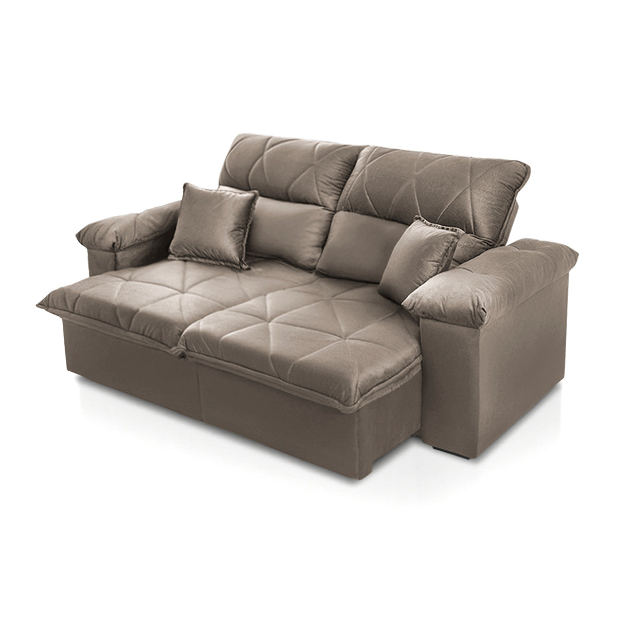 Sofá Retrátil Reclinável Trento 1,50m Suede Velut Tabaco Molas no Assento