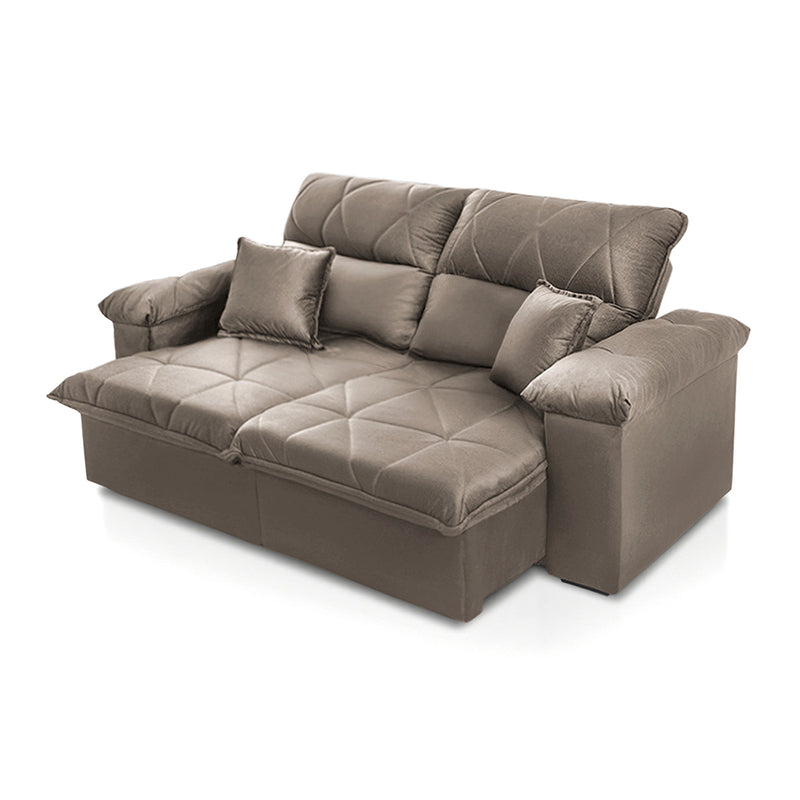 Sofá Retrátil Reclinável Trento 1,50m Suede Velut Tabaco Molas no Assento