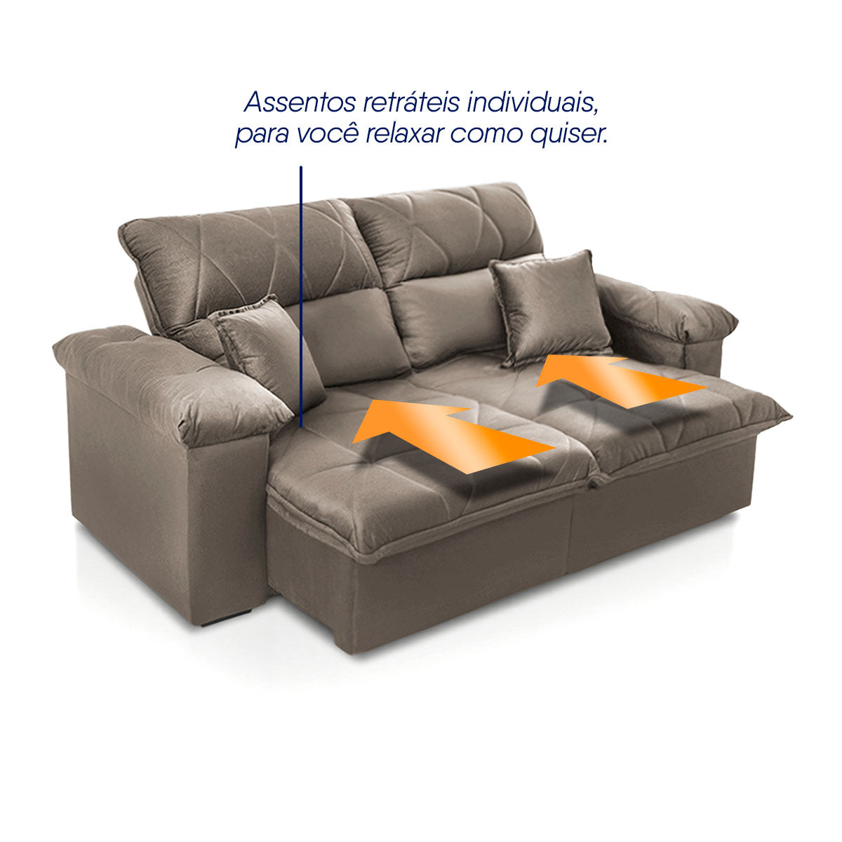 Sofá Retrátil Reclinável Trento 1,80m Suede Velut Tabaco Molas no Assento