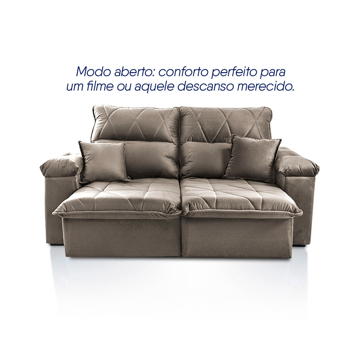 Sofá Retrátil Reclinável Trento 1,80m Suede Velut Tabaco Molas no Assento