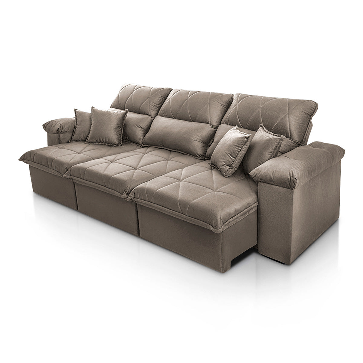 Sofá Retrátil Reclinável Trento 2,30m Suede Velut Tabaco Molas no Assento