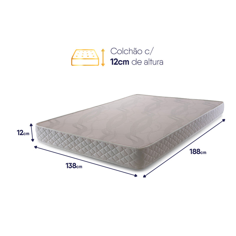 Colchão Casal Espuma D20 Valentine 138x188x12 Branco
