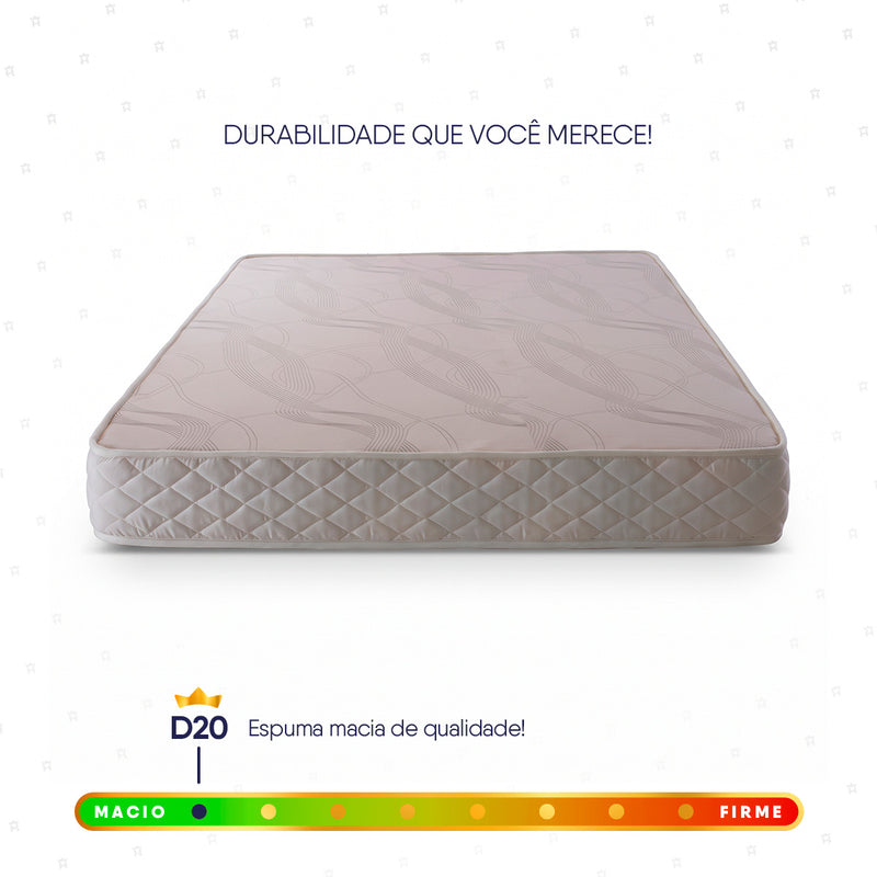 Colchão Casal Espuma D20 Valentine 138x188x12 Branco