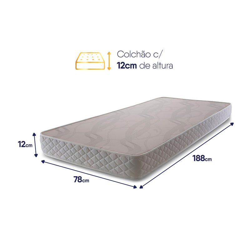 Colchão Solteiro Espuma D20 Valentine 78x188x12 Branco