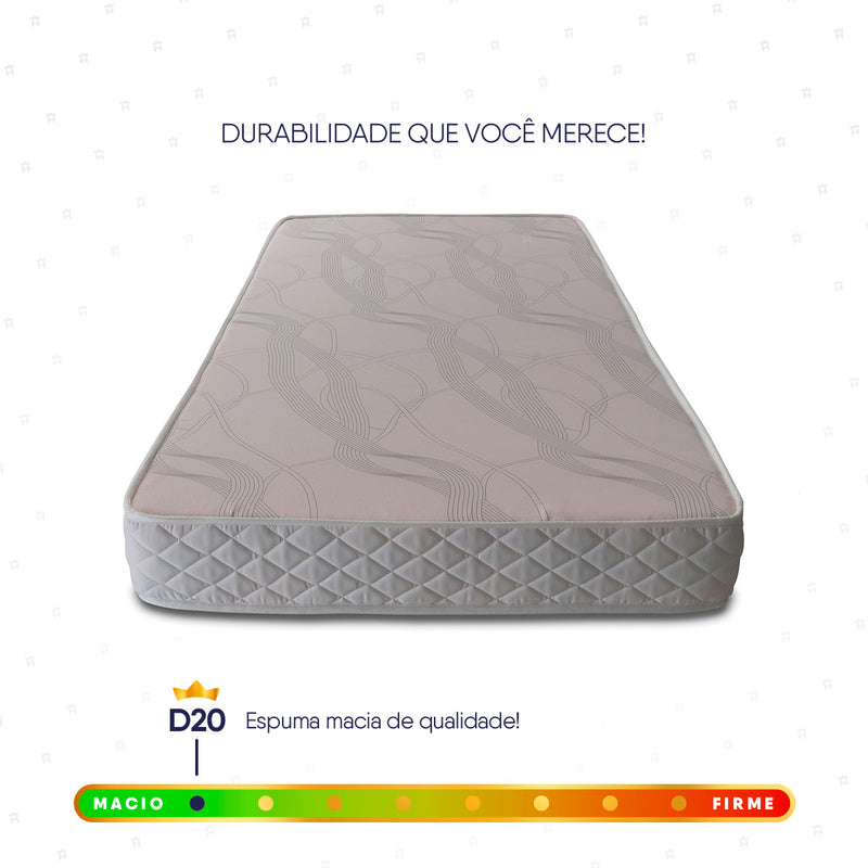 Colchão Solteiro Espuma D20 Valentine 78x188x12 Branco
