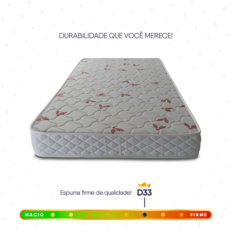 Colchão Solteiro Espuma D33 Valentine 88x188x14 Branco