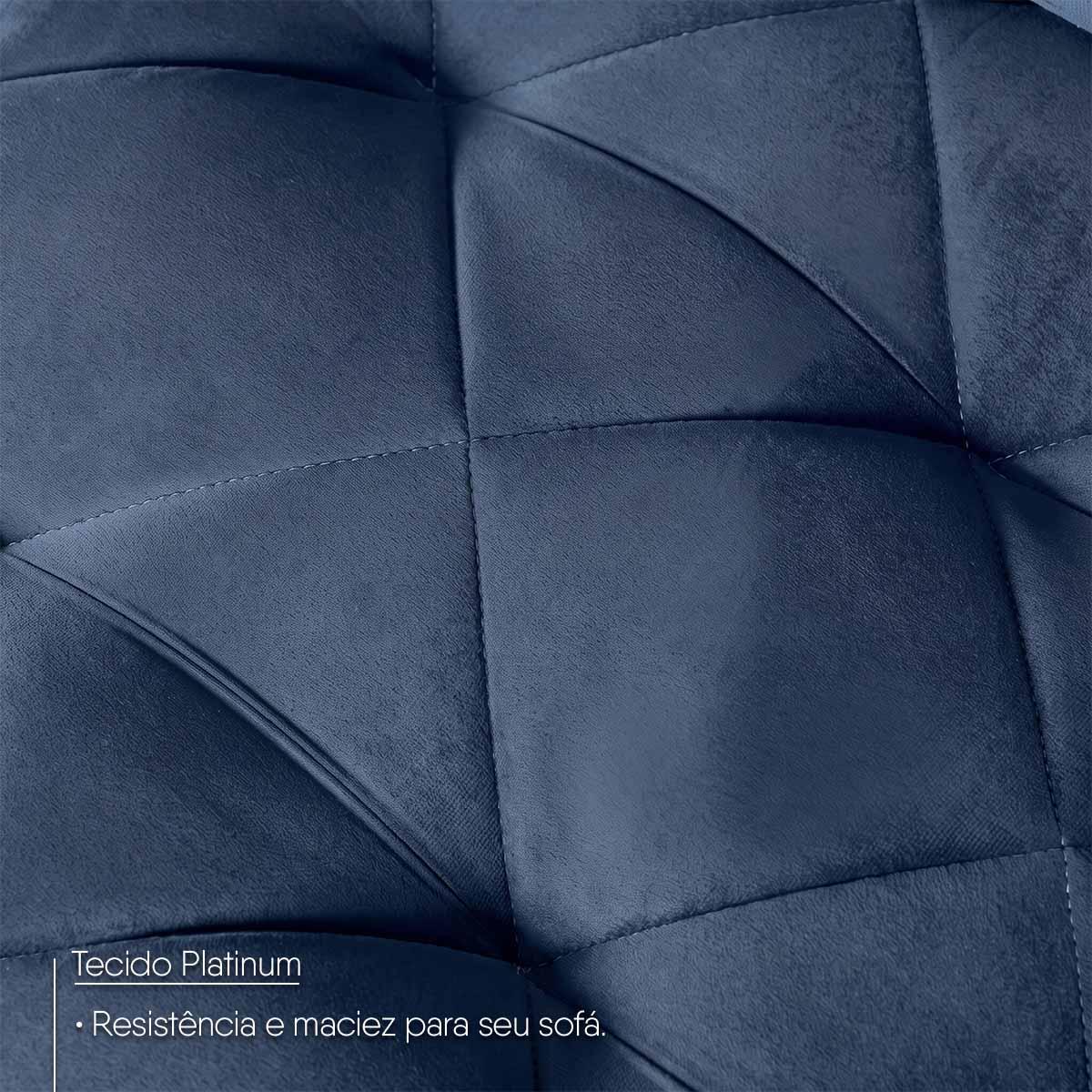 Sofá Veneza 2,00m Retrátil Reclinável Azul USB Porta Copos