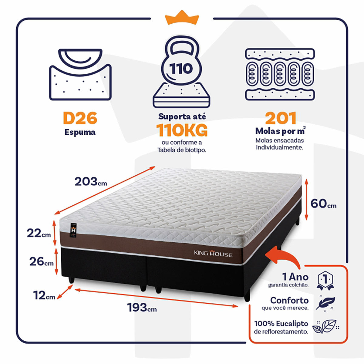 Cama Box Venice Molas Ensacadas King 193x203 King House