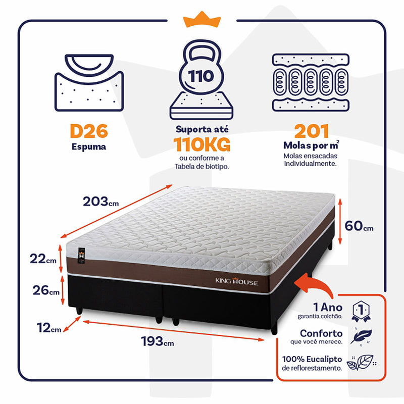 Cama Box Venice Molas Ensacadas King 193x203 King House