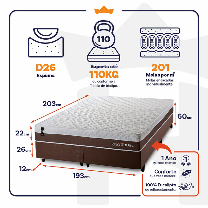 Cama Box Venice Molas Ensacadas King 193x203 King House