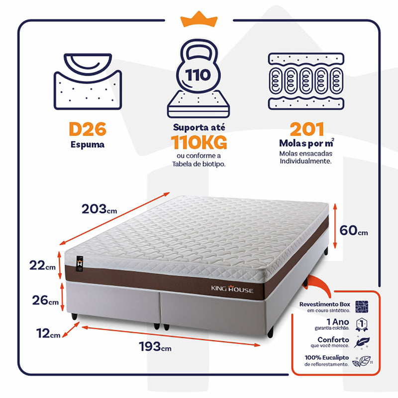 Cama Box Venice Molas Ensacadas King 193x203 King House