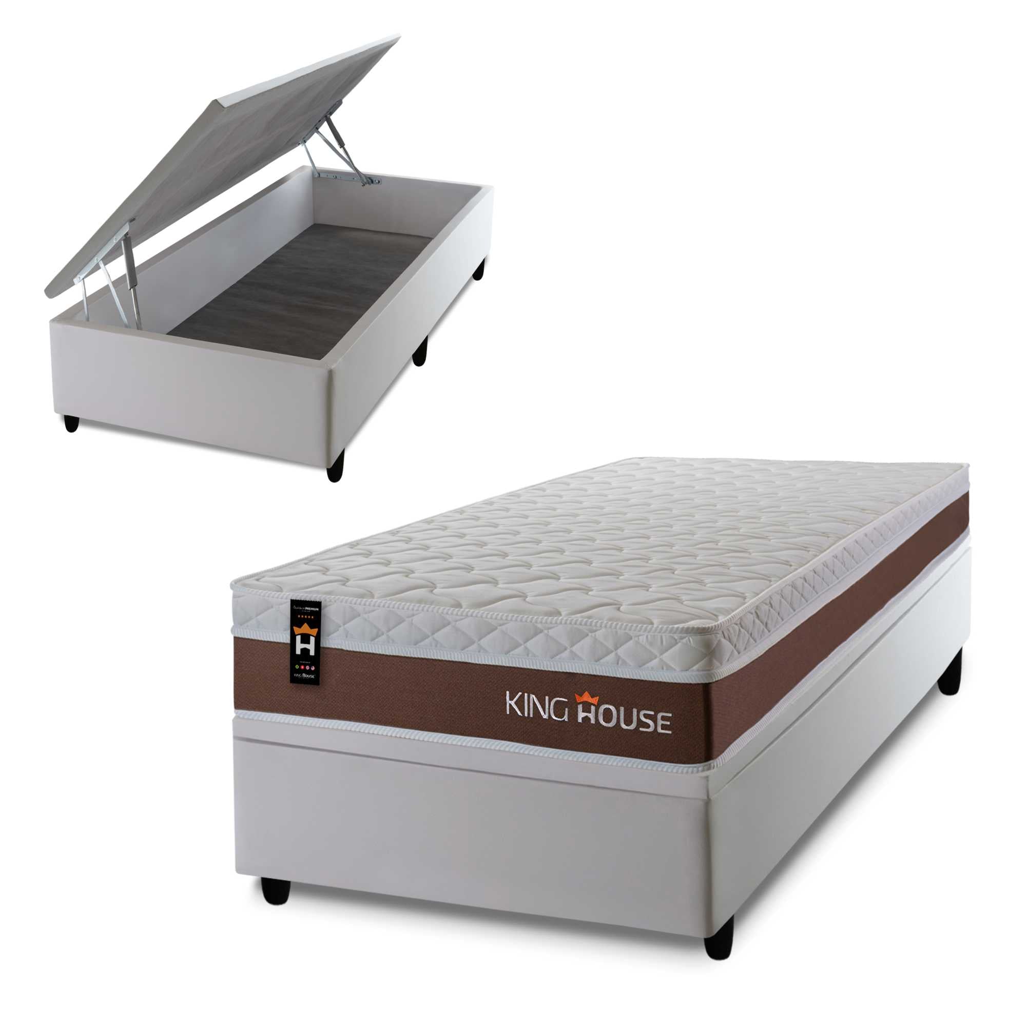 Cama Box Baú Venice 88x188 c/ Molas Ensacadas King House