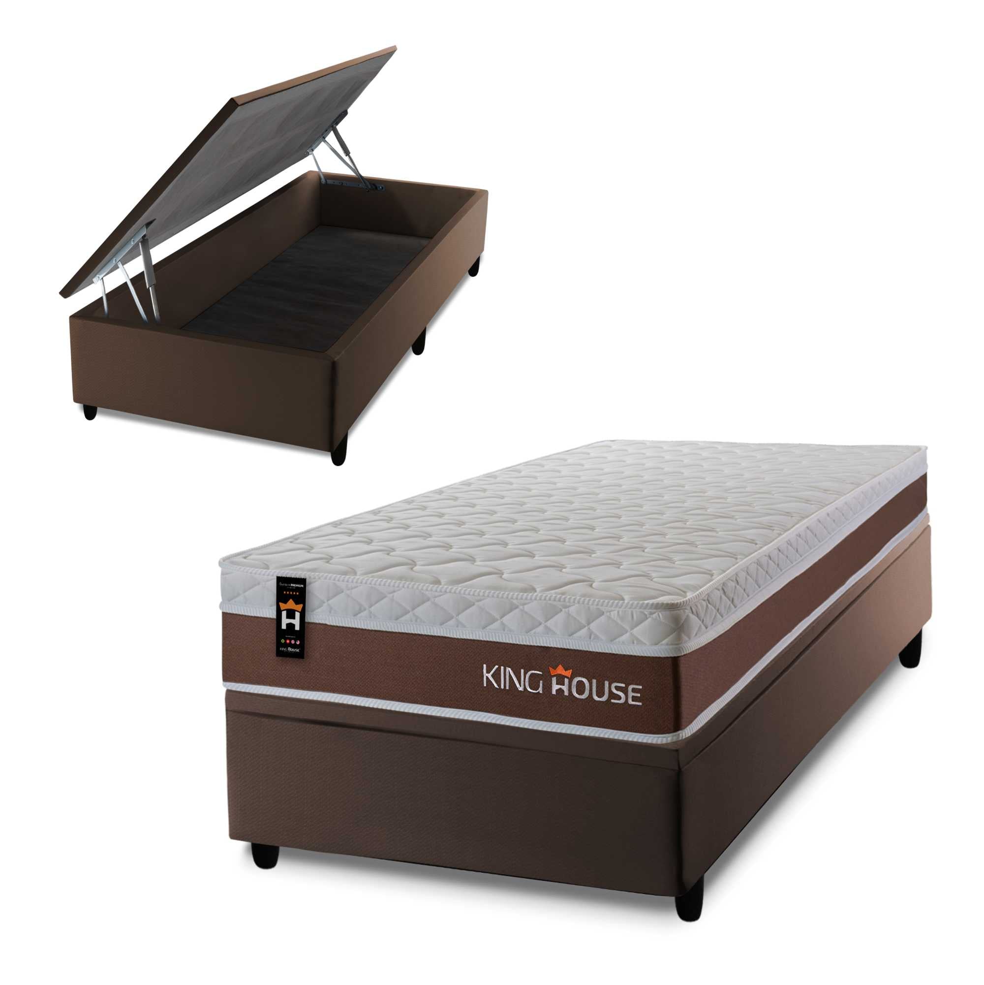 Cama Box Baú Venice 88x188 c/ Molas Ensacadas King House