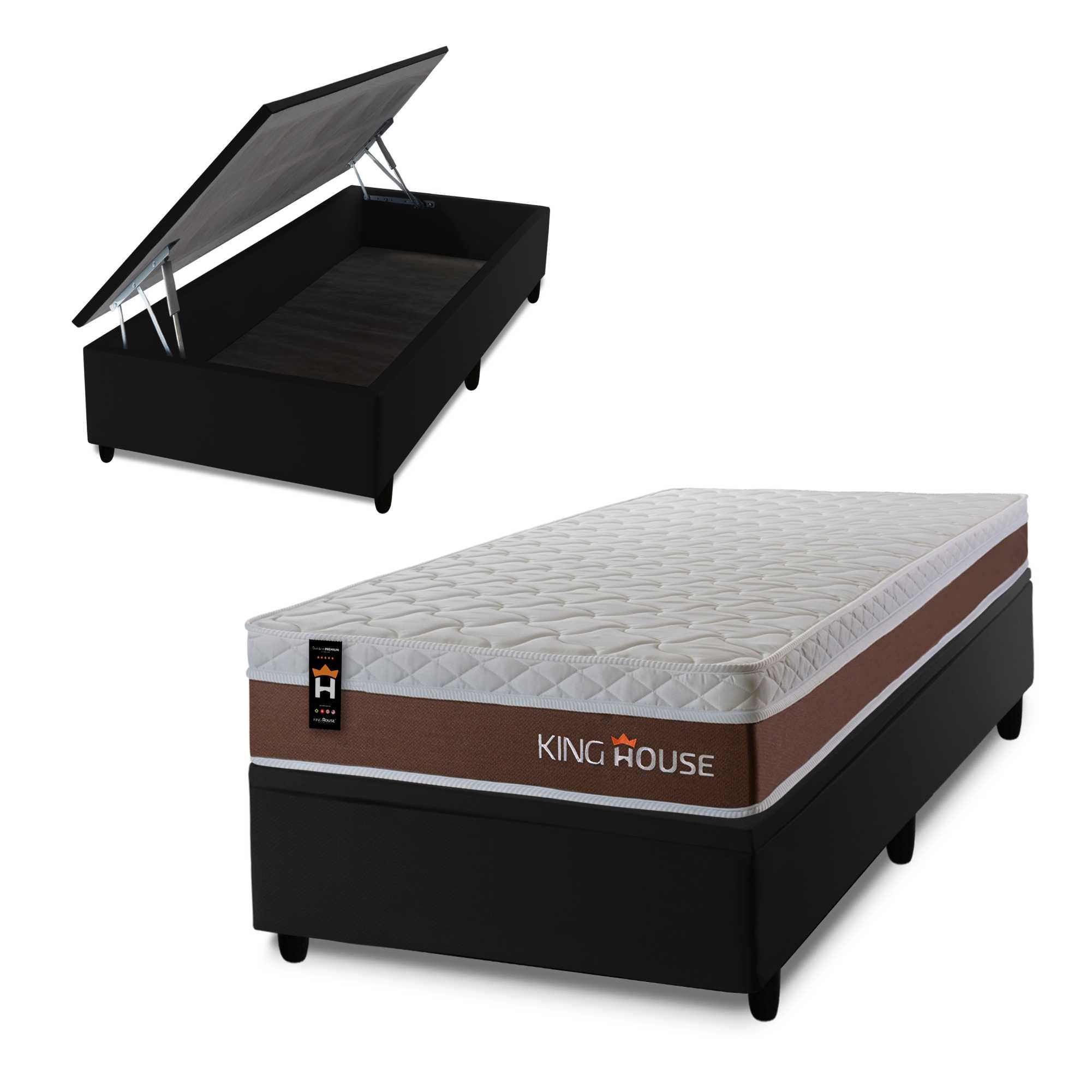 Cama Box Baú Venice 96x203 c/ Molas Ensacadas King House
