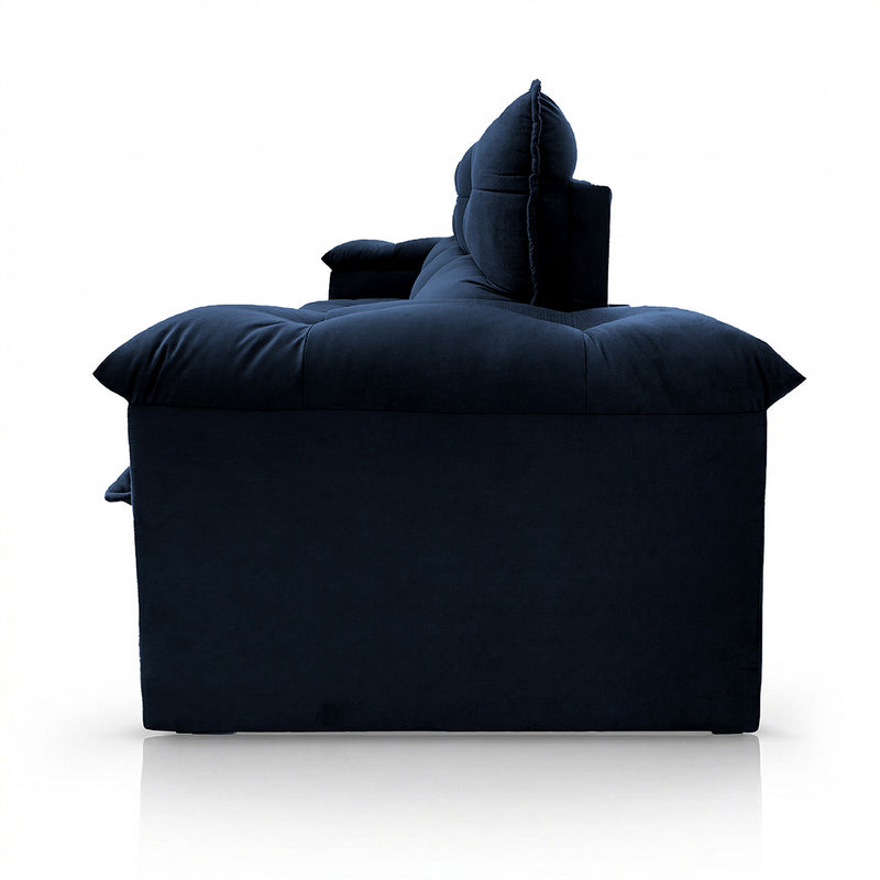 Sofá Retrátil Reclinável Verona 2,30m Suede Velut Azul Molas Ensacadas