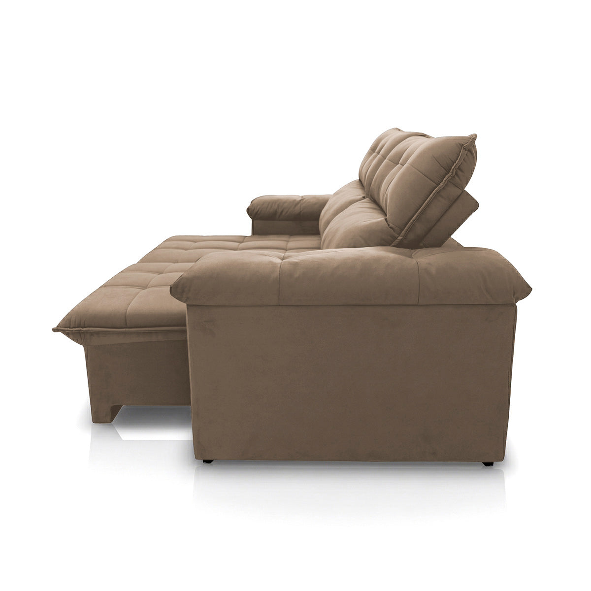 Sofá Retrátil Reclinável Verona 1,80m Suede Velut Bege Molas Ensacadas