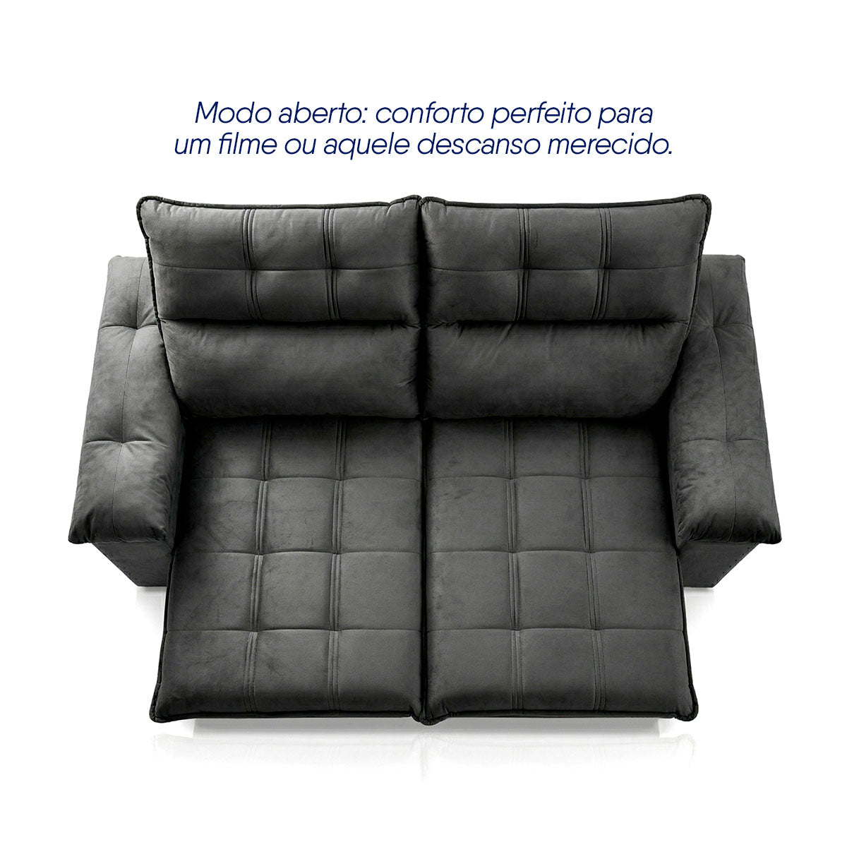 Sofá Retrátil Reclinável Verona 1,50m Suede Velut Cinza Molas Ensacadas