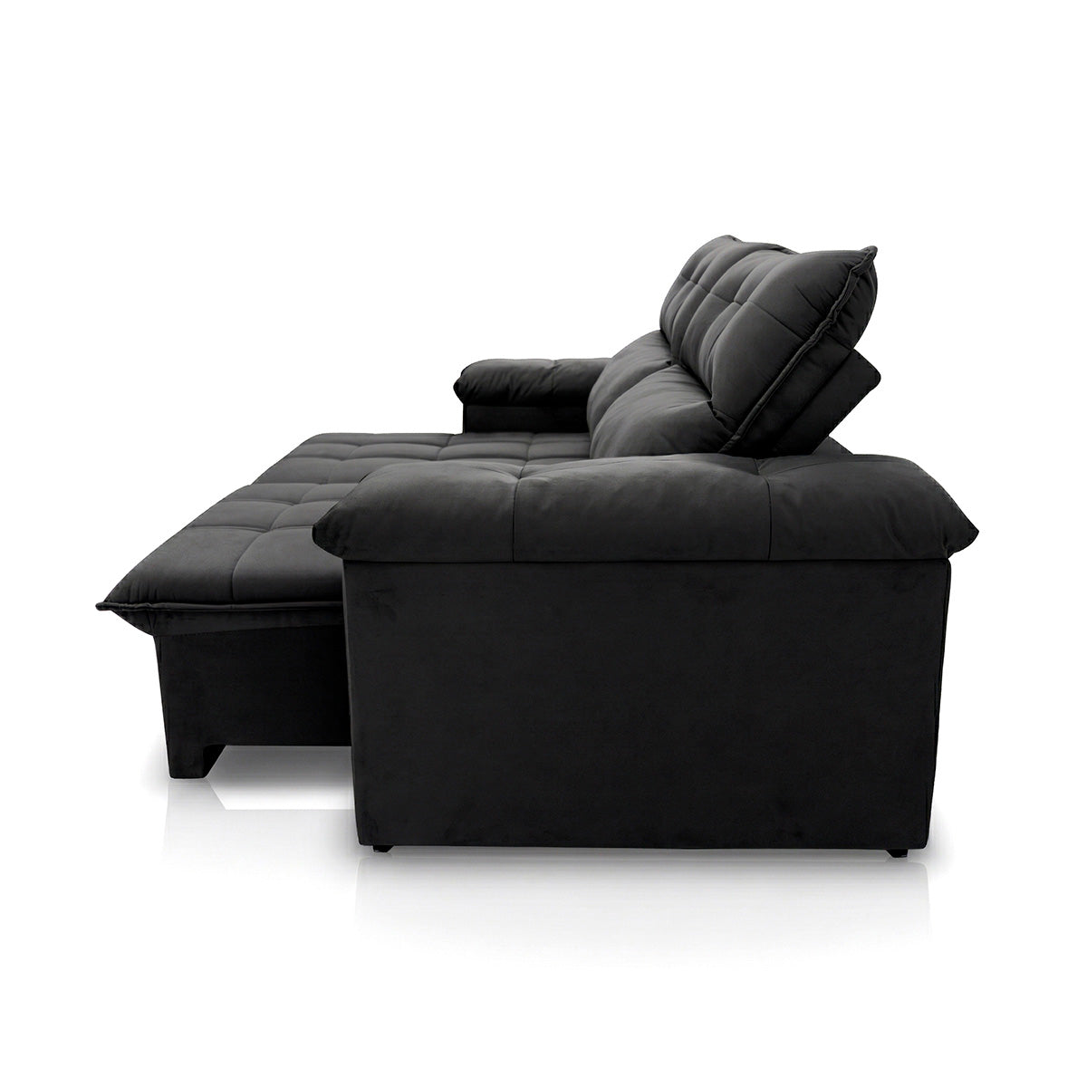 Sofá Retrátil Reclinável Verona 1,50m Suede Velut Cinza Molas Ensacadas