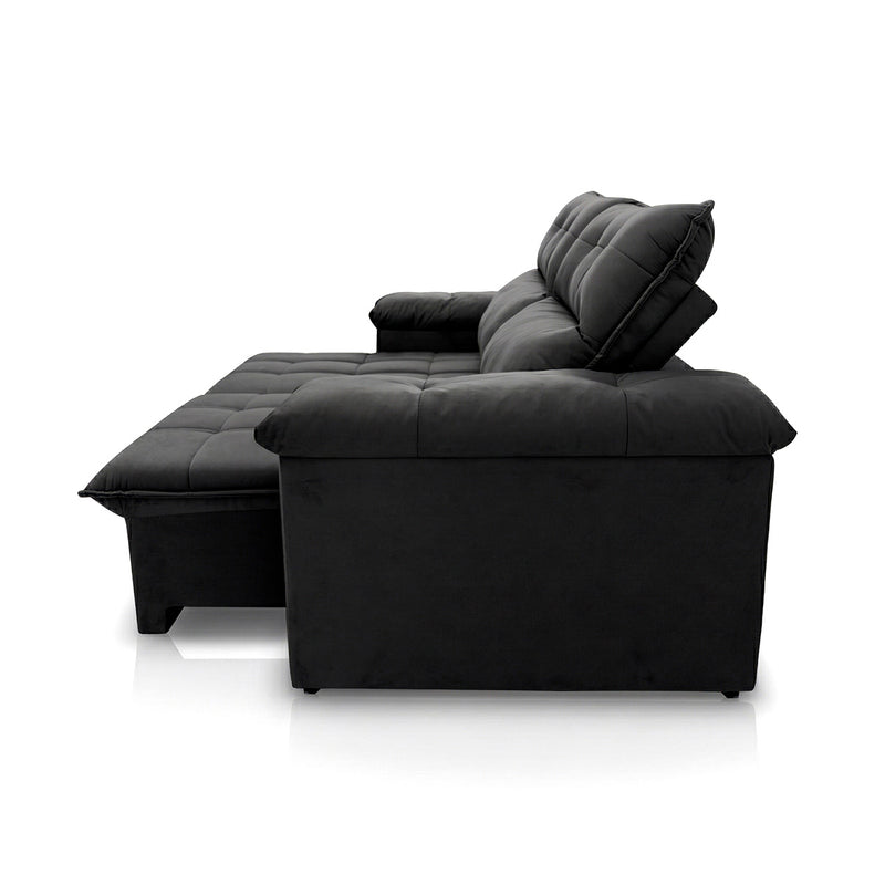 Sofá Retrátil Reclinável Verona 1,50m Suede Velut Cinza Molas Ensacadas