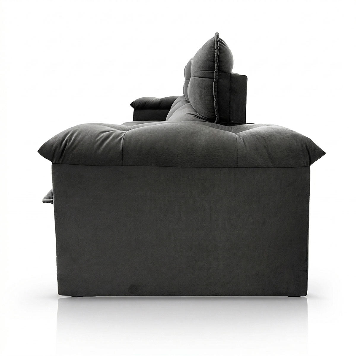 Sofá Retrátil Reclinável Verona 2,30m Suede Velut Cinza Molas Ensacadas
