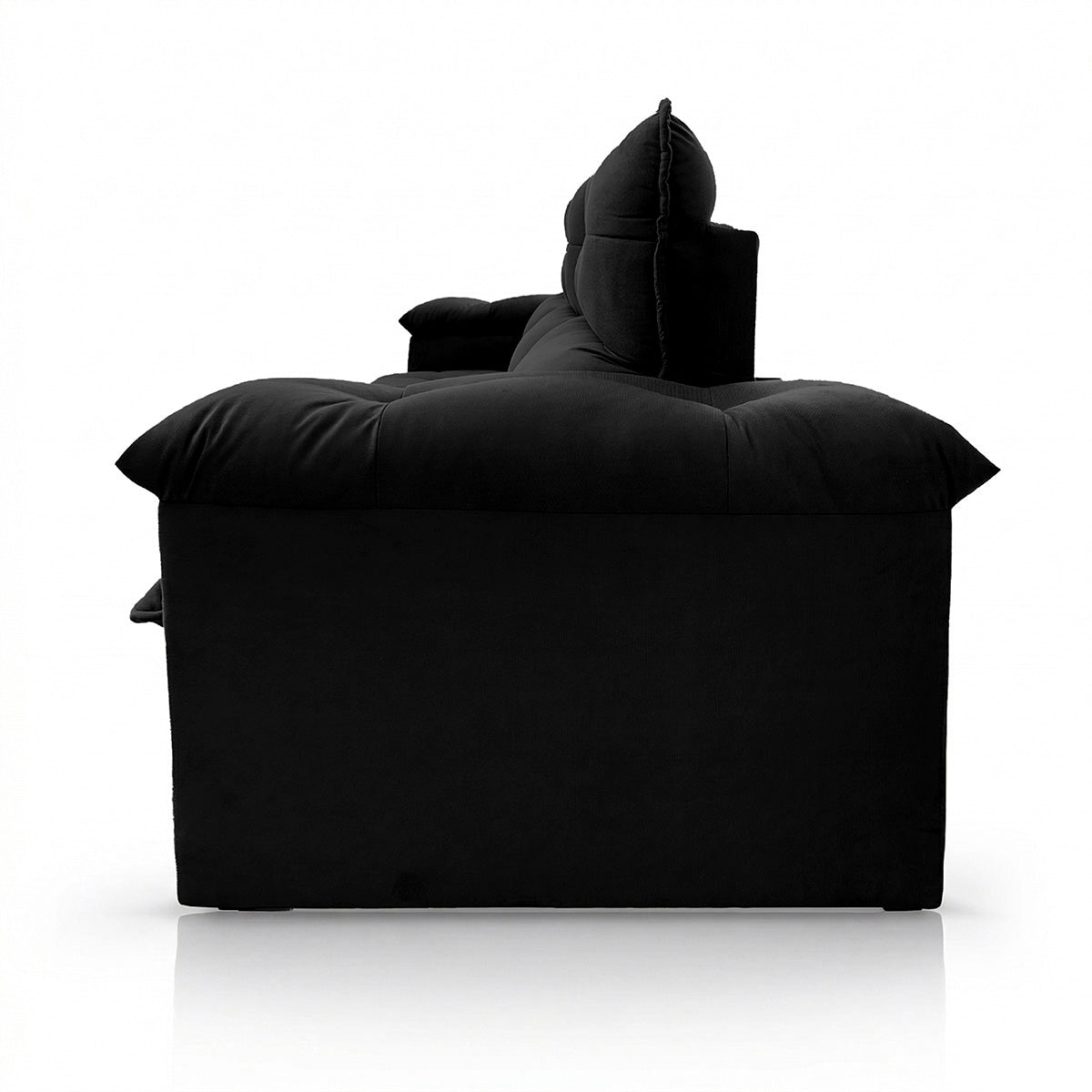 Sofá Retrátil Reclinável Verona 2,30m Suede Velut Preto Molas Ensacadas