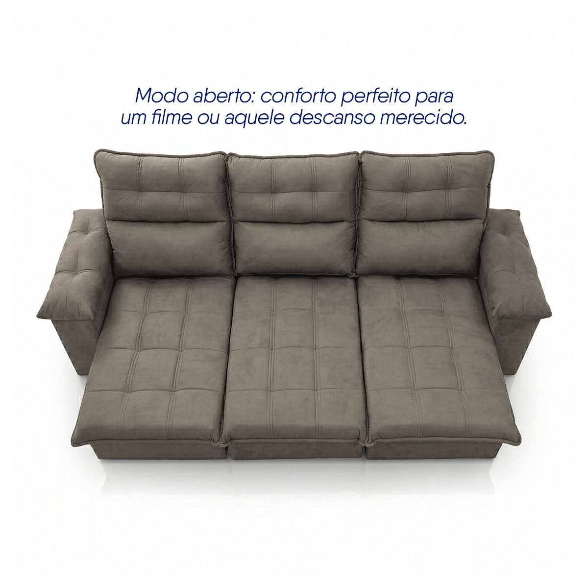 Sofá Retrátil Reclinável Verona 2,30m Suede Velut Tabaco Molas Ensacadas