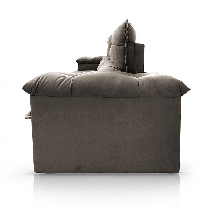 Sofá Retrátil Reclinável Verona 2,30m Suede Velut Tabaco Molas Ensacadas